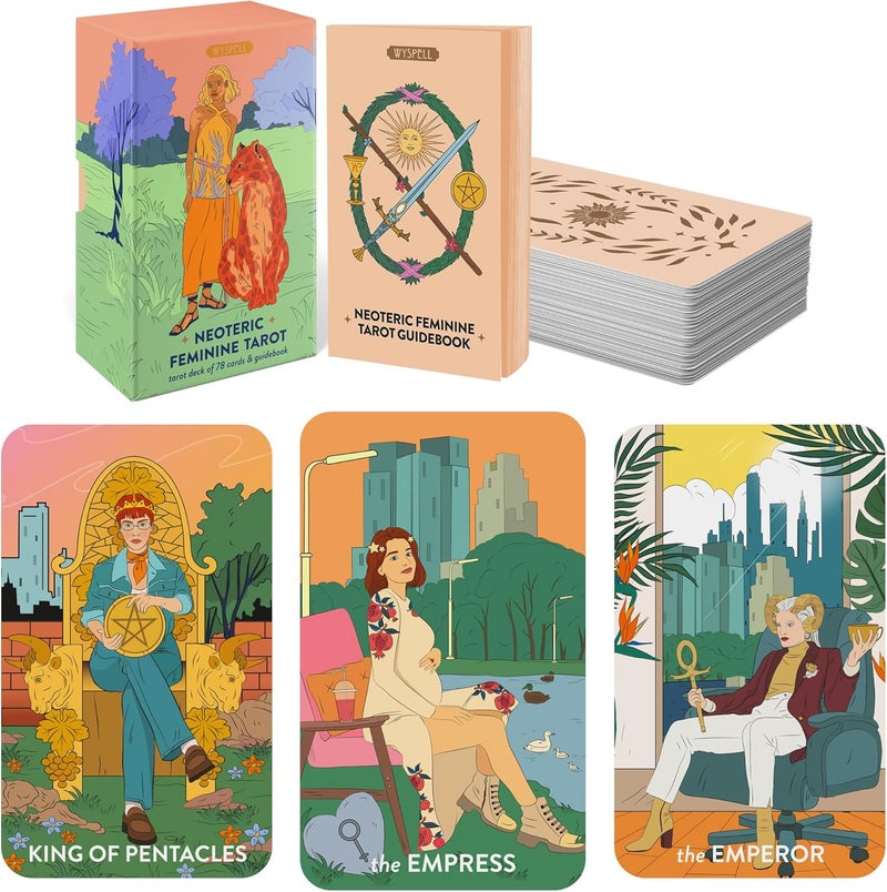 Wyspell Feminine Tarot Deck – Borderless Tarot Cards with Guide Book for Beginners – Beginner Playing Cards Set - Image 1